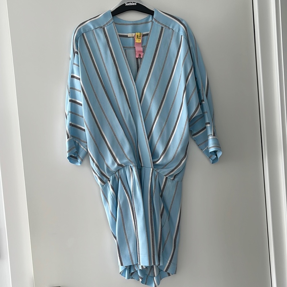 MAJE striped romper baby blue.